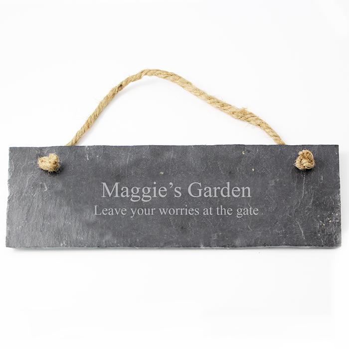 Targa In Ardesia Personalizzata Con Incisione Laser E Corda Naturale, 24x19 Cm, Regalo Unico Per Ogni Occasione