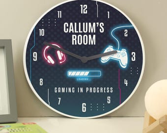 Gamer Wanduhr Mit Controller-Motiv – Geräuschlos, Aus HDF-Holz, Perfekt Für Wohnzimmer & Gaming-Zimmer