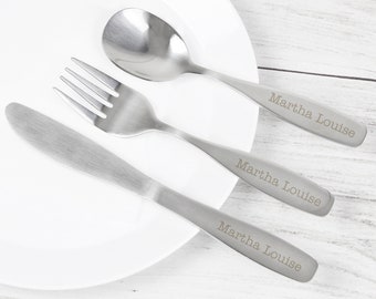 Personalised Stainless Steel 3 Piece Cutlery Set - Perfect Toddler Set - Birthday Gift - House Warming Gift