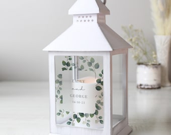 Personalised Botanical White Lantern, Perfect for Couples, Wedding, Parties, Special Occasions