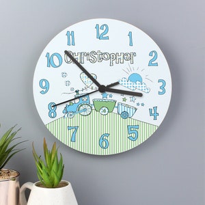 Personalised Whimsical Train Clock - Perfect Childrens Bedroom Gift - Bedroom Decor - Wall Clock - Perfect Birthday Gift