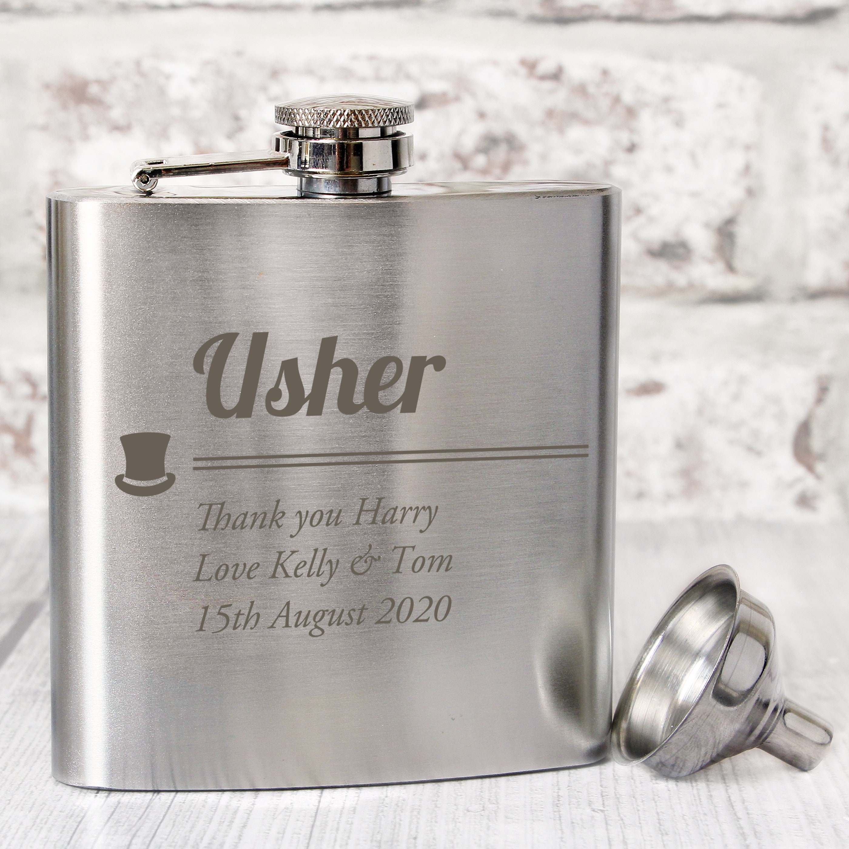 Personalised Metal Wedding Usher Hip Flask - Perfect Gift for Ushers Personalised Metal Wedding Usher Hip Flask - Perfect Gift for Ushers