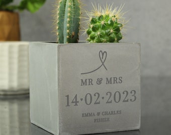 Personalised Large Date Concrete Plant Pot