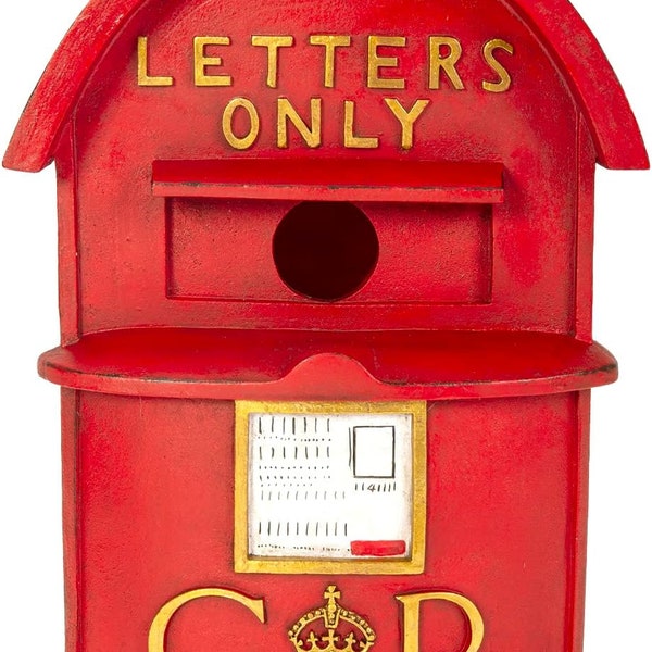 Vivid Arts Red Bird House - Traditional Letter Box Design with Charles III Chrest  - Perfect for Small Birds, Robins, Sparrows, Blue Tits