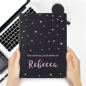 Personalised Black Hardback Notepad - Starry Skys Design - Perfect Birthday Present, New Job Present, Christmas Present