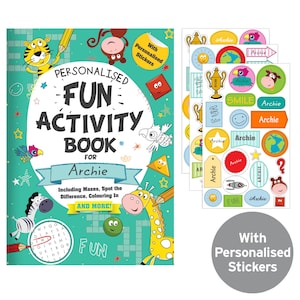 Personalised Activity Book with Stickers - Perfect Birthday Gift - Christmas Gift - Holiday Gift