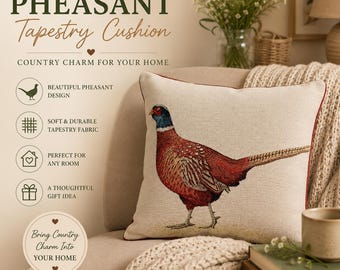 Pheasant cushion gift, country home decor, new home gift, farmhouse cushion, housewarming gift, wildlife cushion, cosy home decor