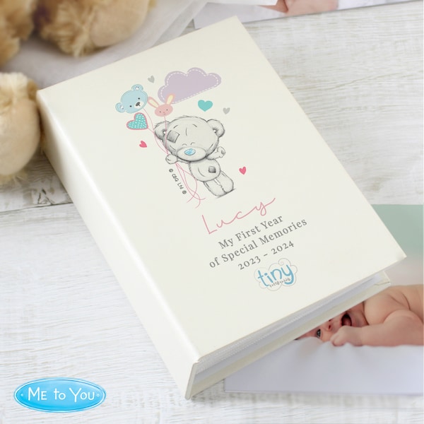 Album photo personnalisé Tiny Tatty Teddy Pink 6x4 avec manches - Cadeau parfait pour nouveau-né - Cadeau de baby shower - Cadeau de nouvelle maman