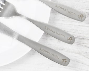 Personalised 3 Piece Stainless Steel Fairy Cutlery Set - Perfect Toddler Set - Birthday Gift - House Warming Gift