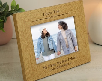 Personalisierter Eichen Fotorahmen 15x10cm Querformat | Benutzerdefinierte Familienbilderrahmen | Jubiläum Andenken Geschenk | Neues Wohndekor | Erinnerungsfotorahmen