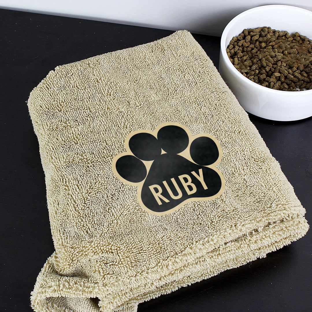 Personalised Paw Print Brown Microfibre Pet Towel 108cm Etsy