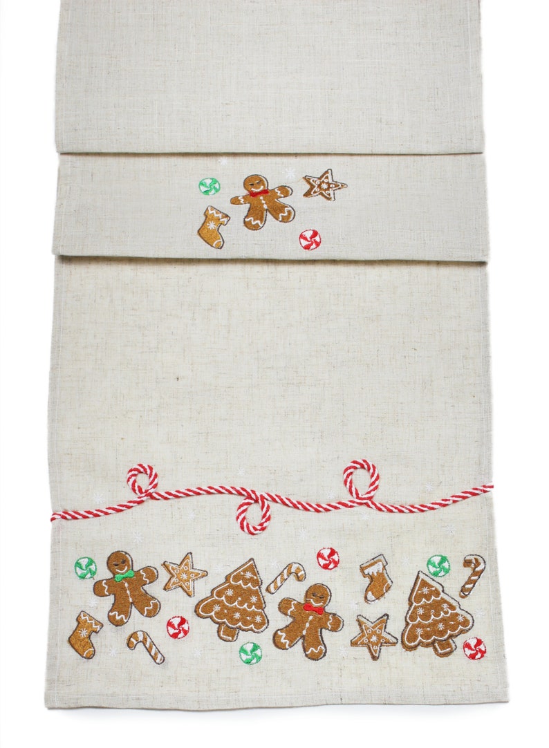 Bakers Biscuit Embroidered Christmas Gingerbread Man Table Runners