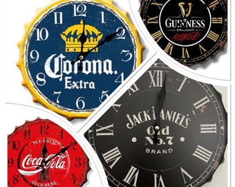 New stock huge range of vintage retro 30cm wall clock metal beer bottle top