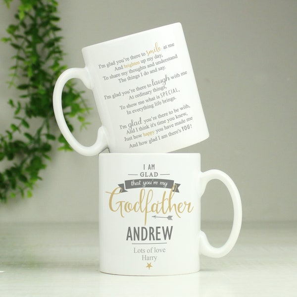 Personalised I Am Glad... Godfather Mug With Poem - Perfect Christening Gift - Fathers Day Gift - God father Gift