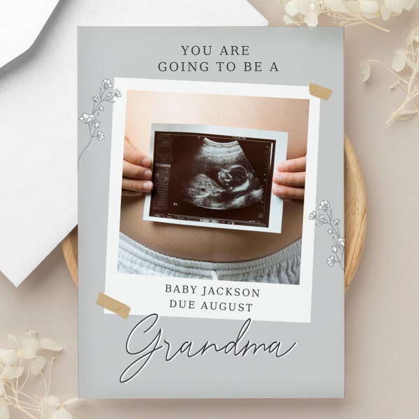 Personalised Grey Snapshot Photo Upload Greeting Card - Perfect Baby Announcement Card - Birthday Card - Christmas Card