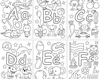 Alphabet Colouring Pages for Kids, ABC Printable, Instant Download Digital Colouring Sheets, Toddler Activity, 26 PDF Pages