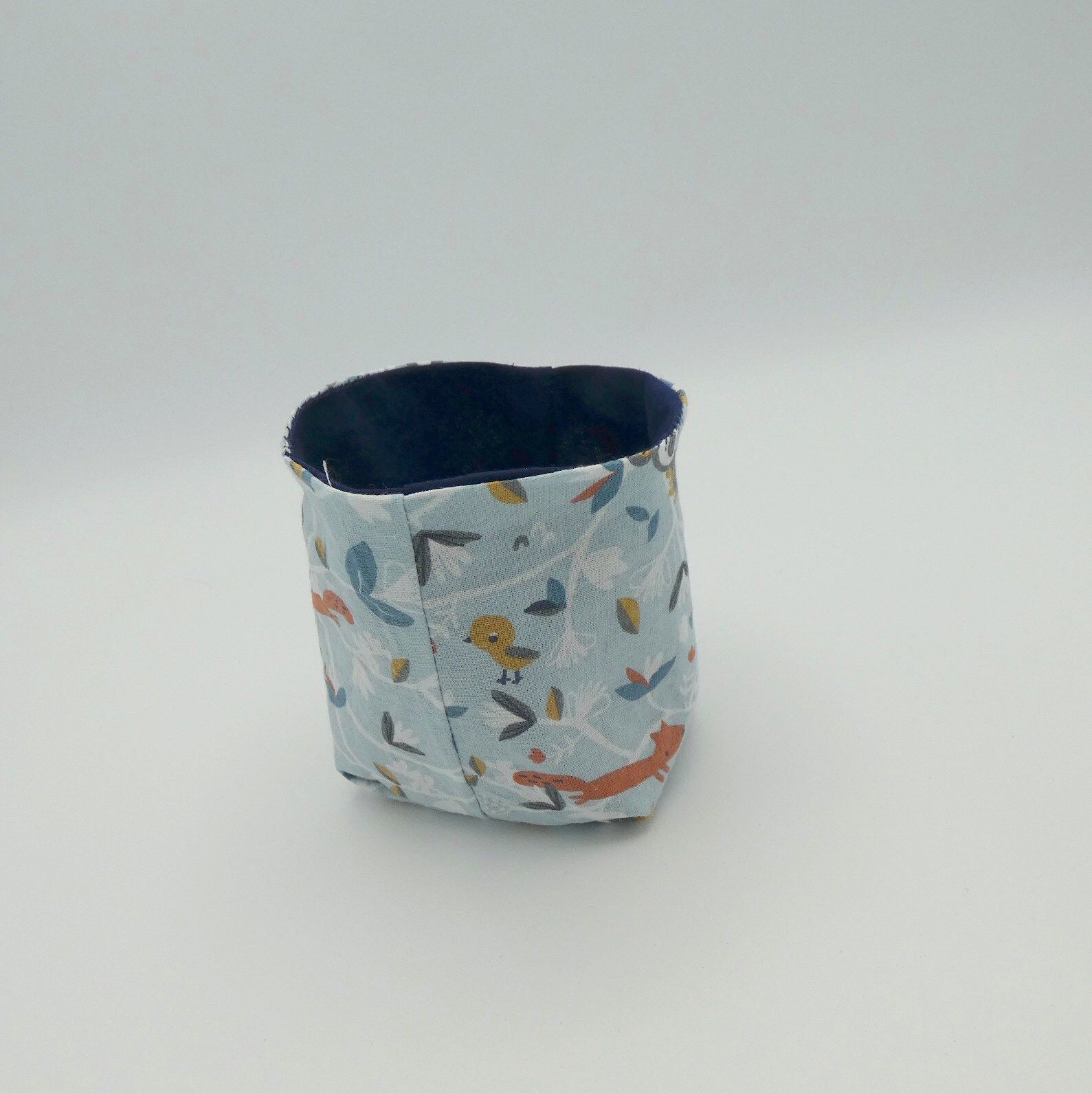 Mini-Paniette Vide Poche en Tissu Motif Oiseau et Renard