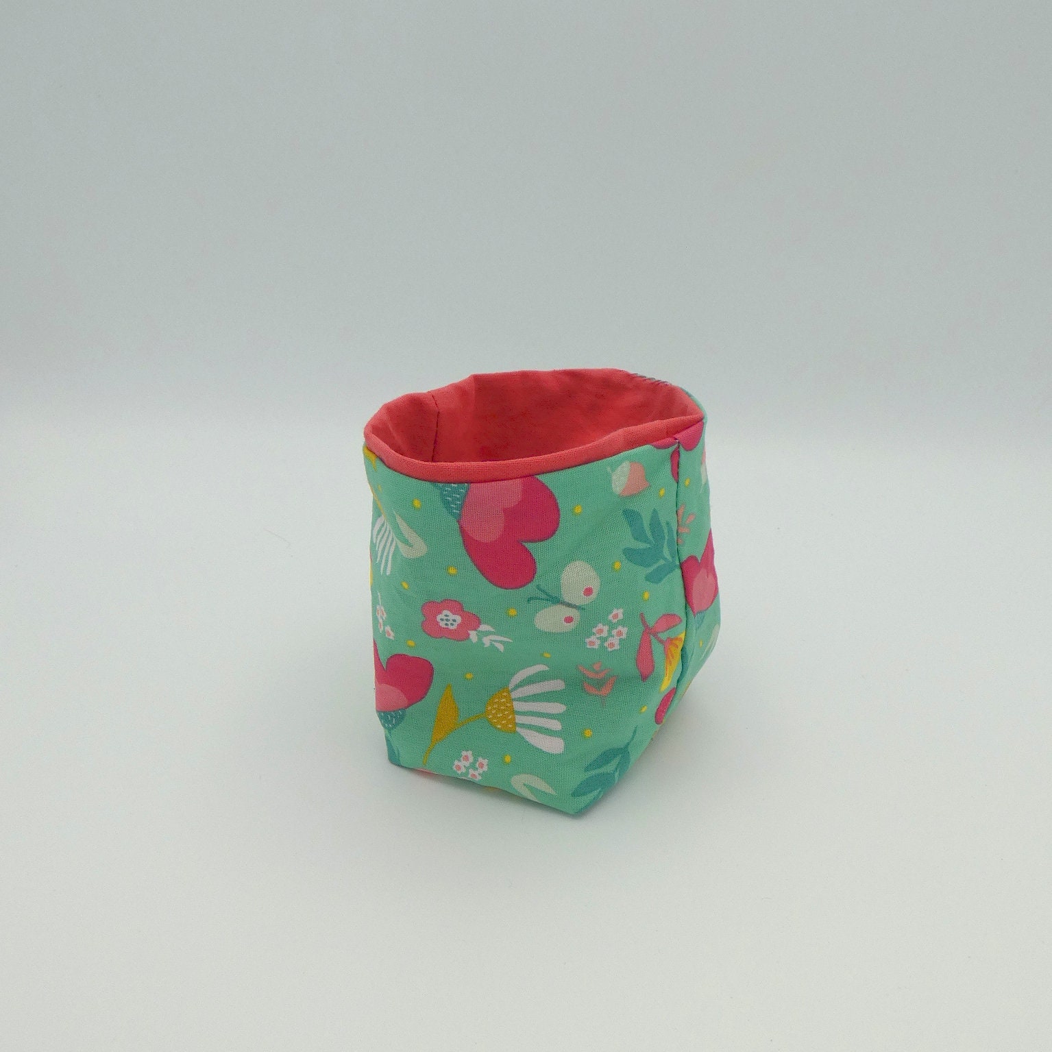 Mini-Paniette Vide Poche en Tissu Motif Fleurs