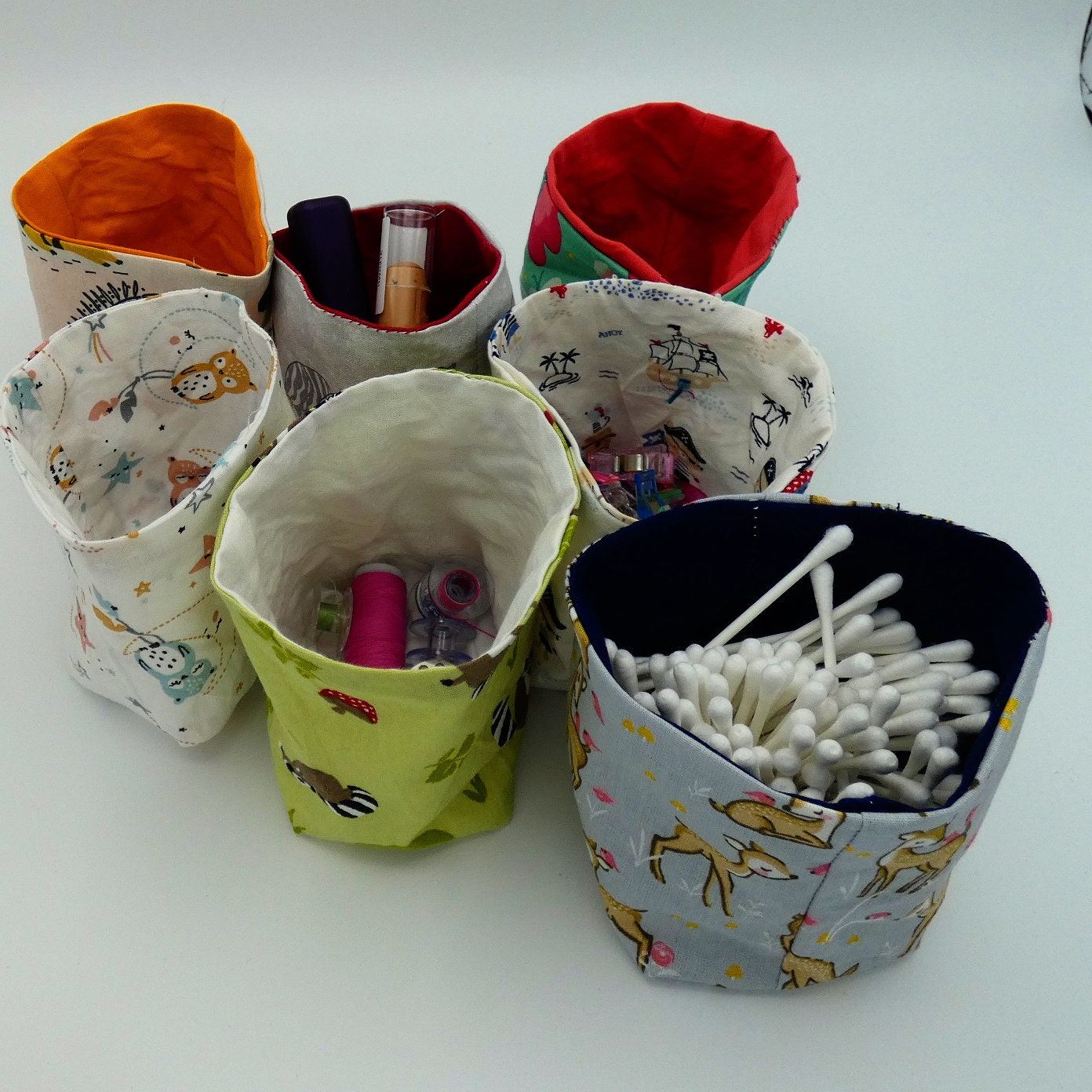 Lot de 3 Mini-Paniette Vide Poche en Tissu à Choisir