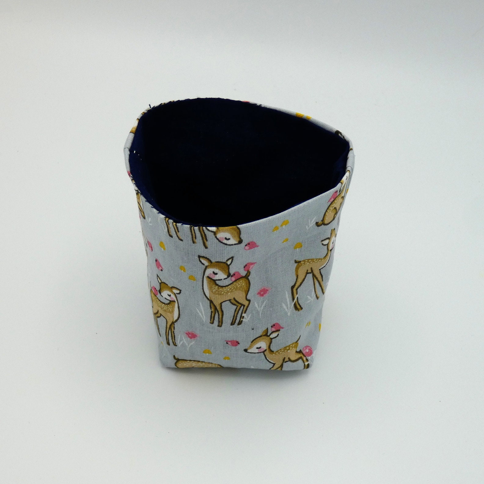 Mini-Paniette Vide Poche en Tissu Motif Biches