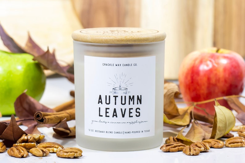 Beeswax Candle Sustainable, Nontoxic & Clean Burning Autumn Leaves