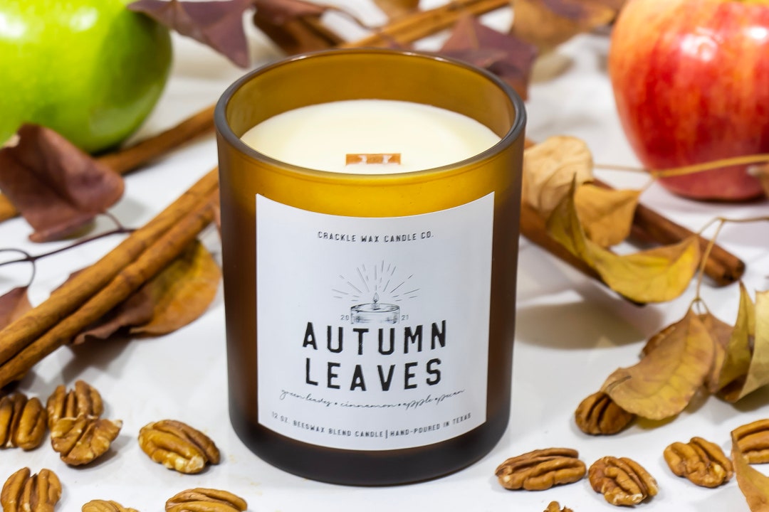 Beeswax Candle Sustainable, Nontoxic & Clean Burning Autumn Leaves