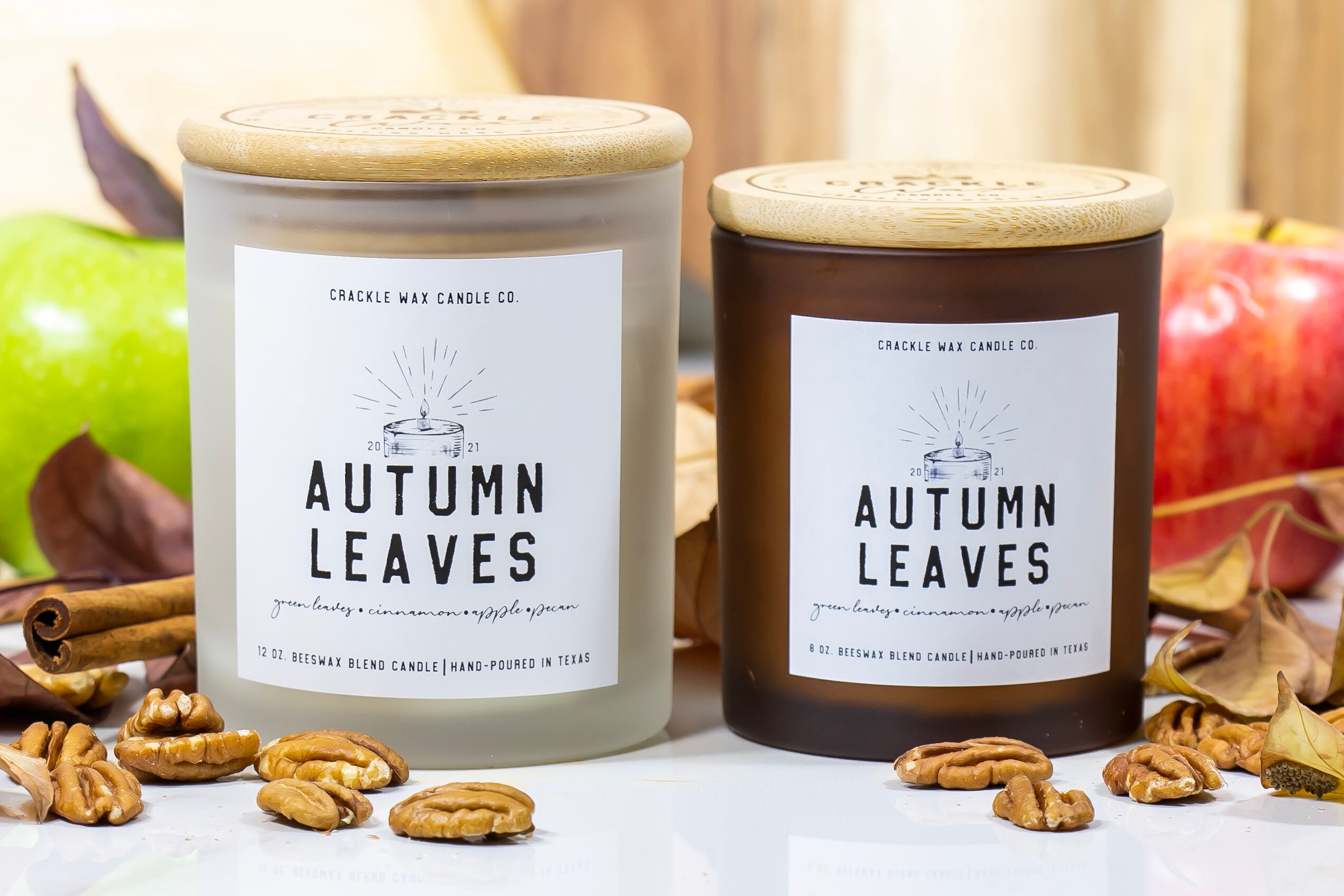 Beeswax Candle Sustainable, Nontoxic & Clean Burning Autumn Leaves