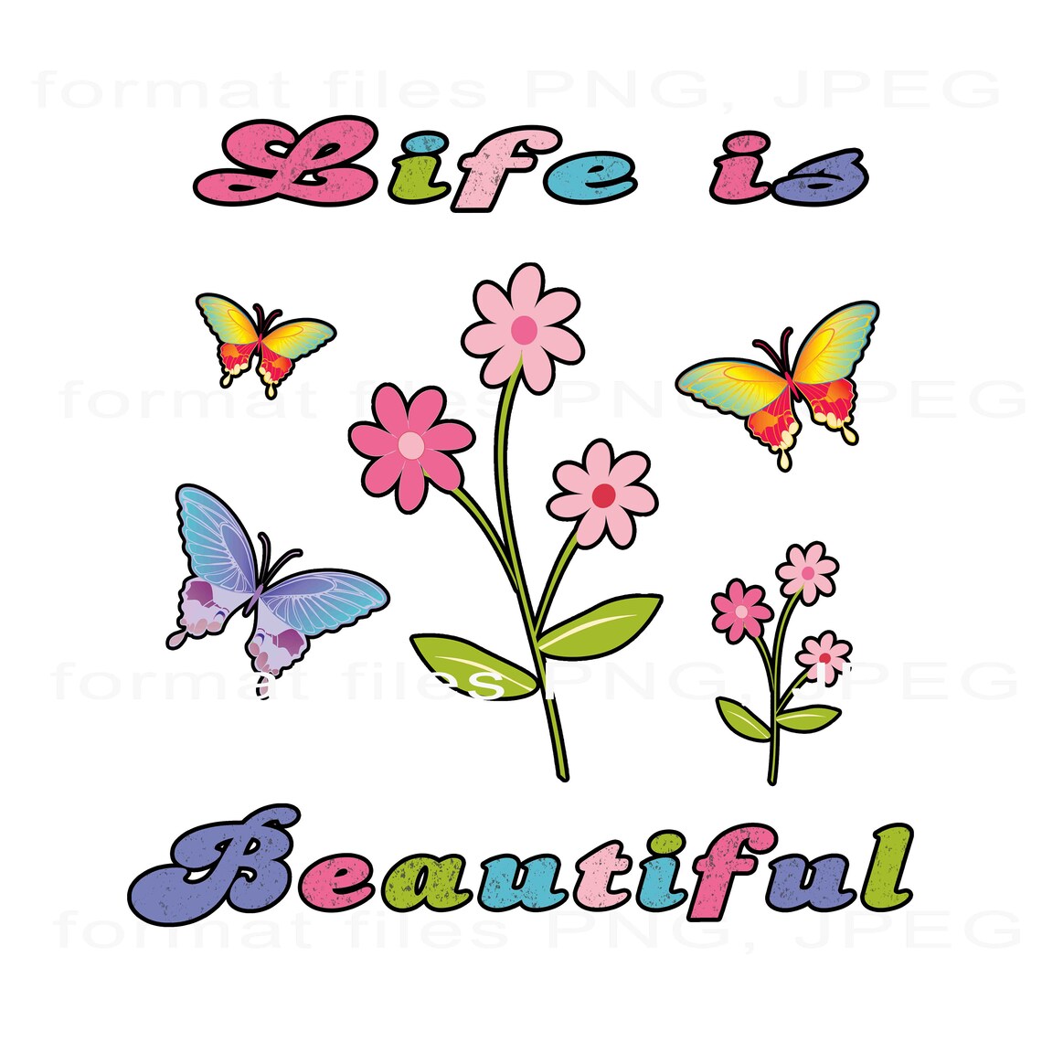 PRINT CLIPART DIGITAL Life is Beautiful handmade | Etsy
