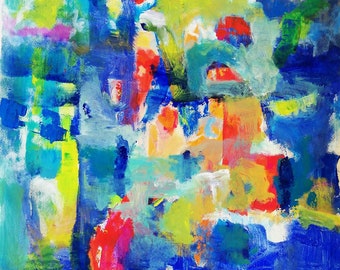 Aus dem blauen -Acryl-Gemälde abstrakte Acrylmalerei Acryl/Leinwand moderne Kunst/Malerei abstrakt/Papiermalerei