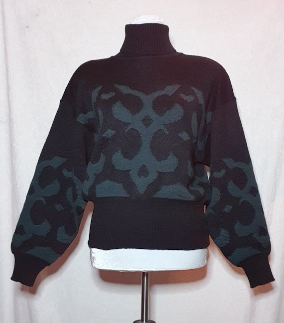 Vintage Nils Wool Blend Black and Green Women's S… - image 1