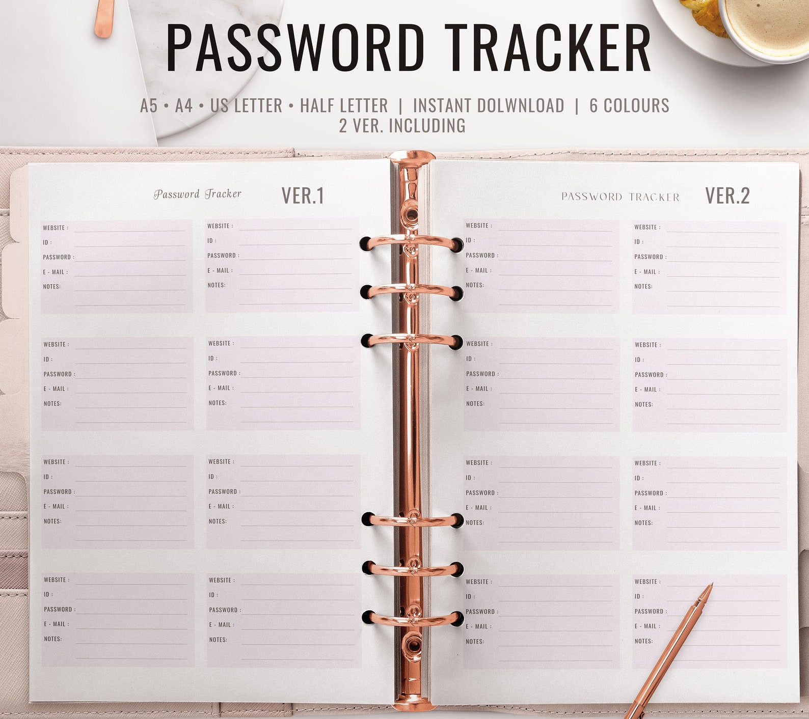 Password Printable Organizer Password Journal Notebook A4 - Etsy