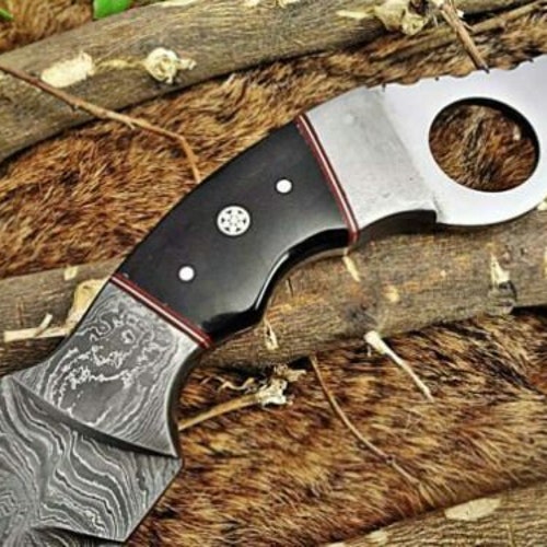 Handmade damascus on sale steel hunting knife, Fixed blade knife