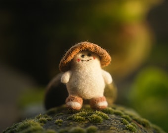 Handmade wool mushroom character, worry pet