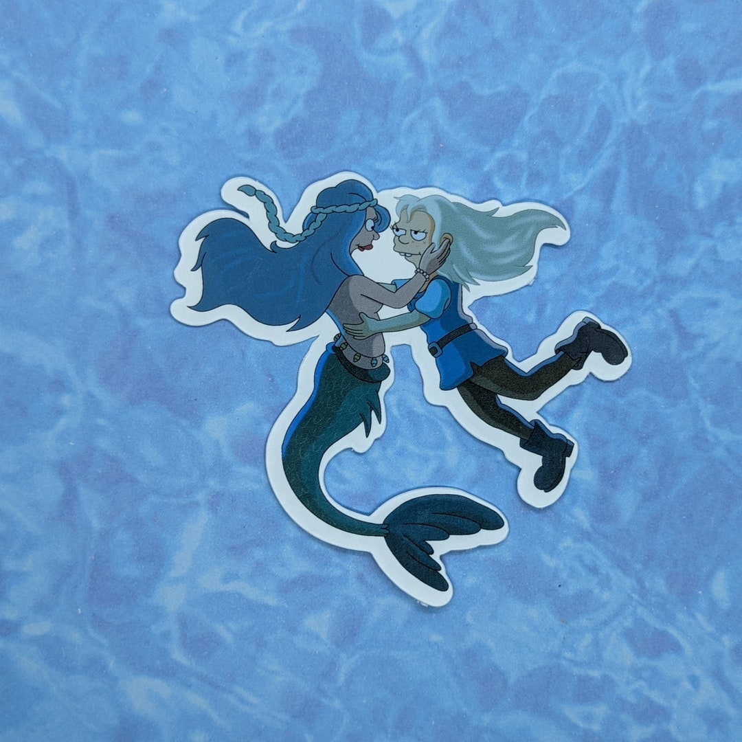Disenchantment Bean and Mora Kissing Underwater 3inch Etsy