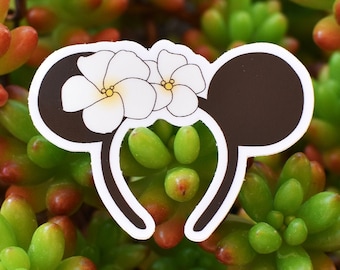 Aulani-geïnspireerde Minnie Ears hoofdbandsticker | Waterflessticker | Laptopsticker | Journaling-sticker