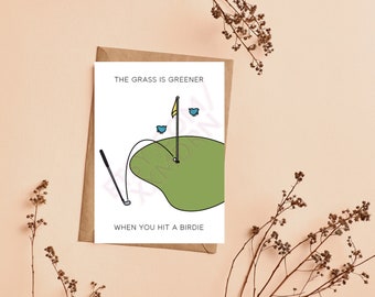 The Grass is Greener Golf Greeting 5x7" Card | Digital Instant Downloadable Printable Greeting Card | Birthday Card