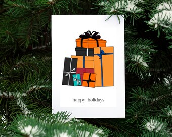 Designer Gift Box 5x7" Card | Digital Instant Downloadable Printable Greeting Card | Holiday Christmas Greeting Card