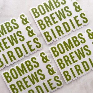 Golf "BOMBS BREWS BIRDIES" Clear Sticker | Water Bottle Sticker | Laptop Sticker | Journaling Sticker