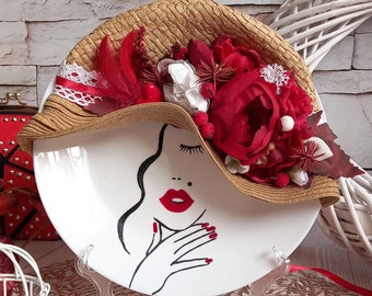 hanging wall plate, handmade decorative plate, creative souvenir hand painted plate, table top ceramic plate, wall decoration