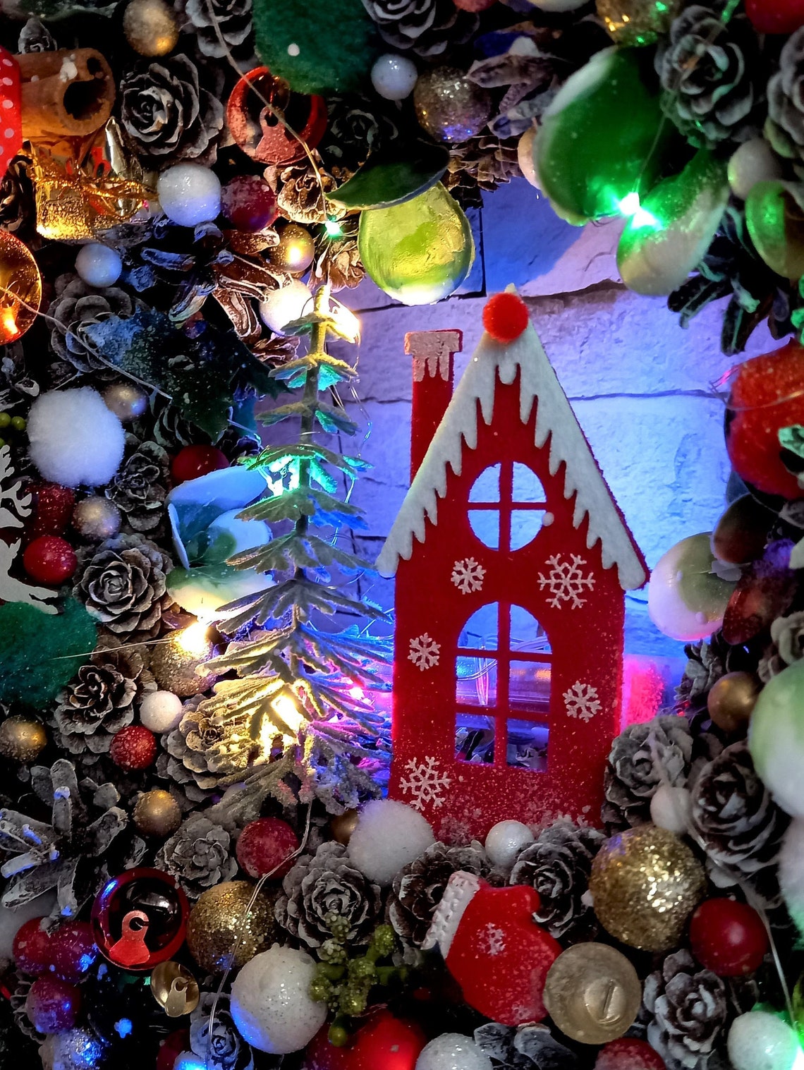 Lighted Christmas Wreath Christmas Wreath With Lights for Etsy