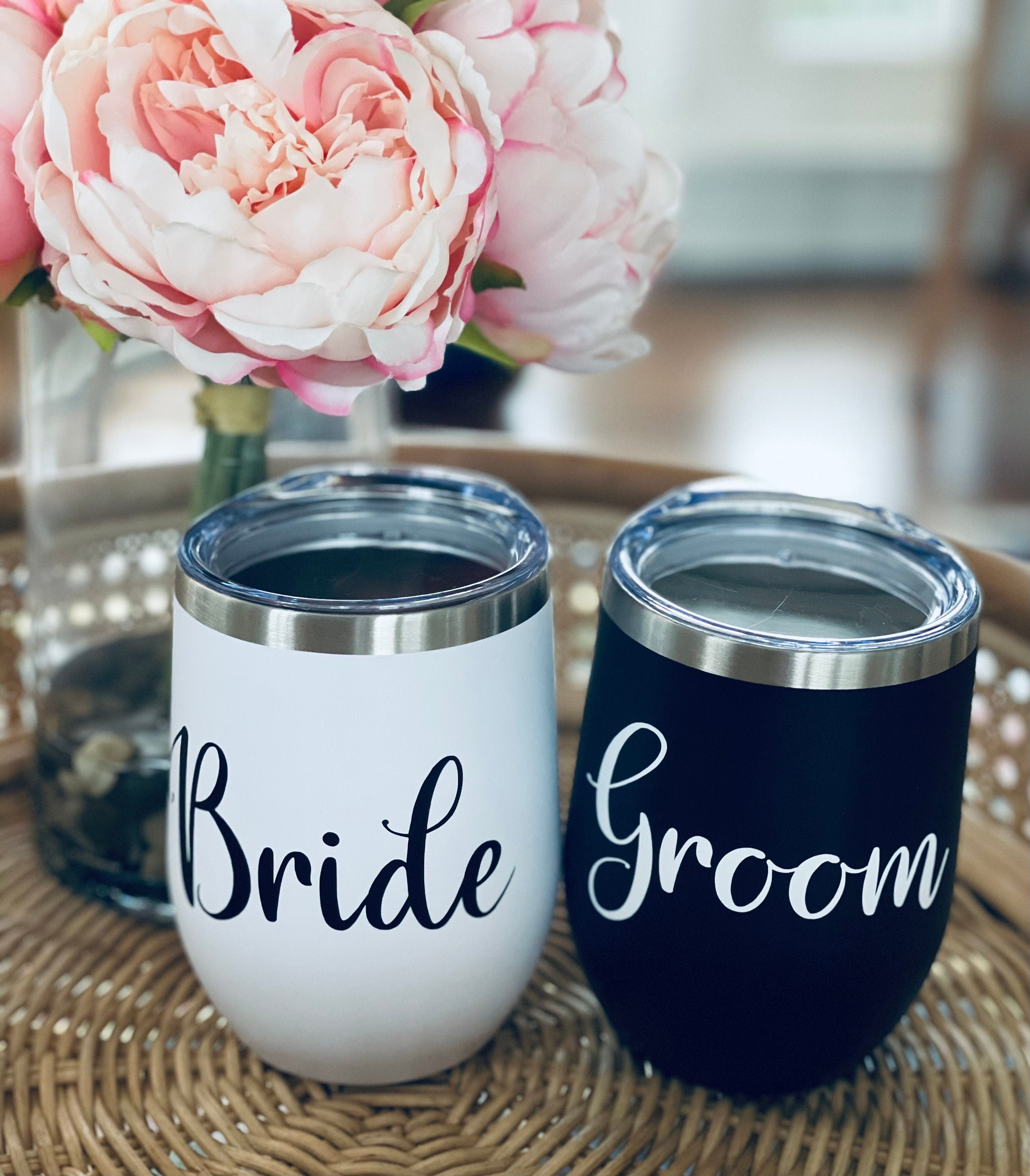 Bride and Groom Engagement Tumblers His and Her Tumbler Mr Etsy