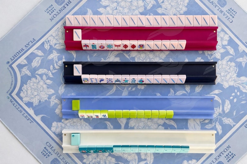 Wooden Mahjong racks & magnetic pushers; White mahjong racks Magenta mahjong wooden racks; magnetic image 11
