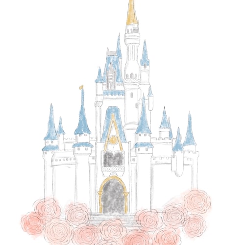 Princess Castle Art PRINT SET of 4 Cinderella Castle - Etsy