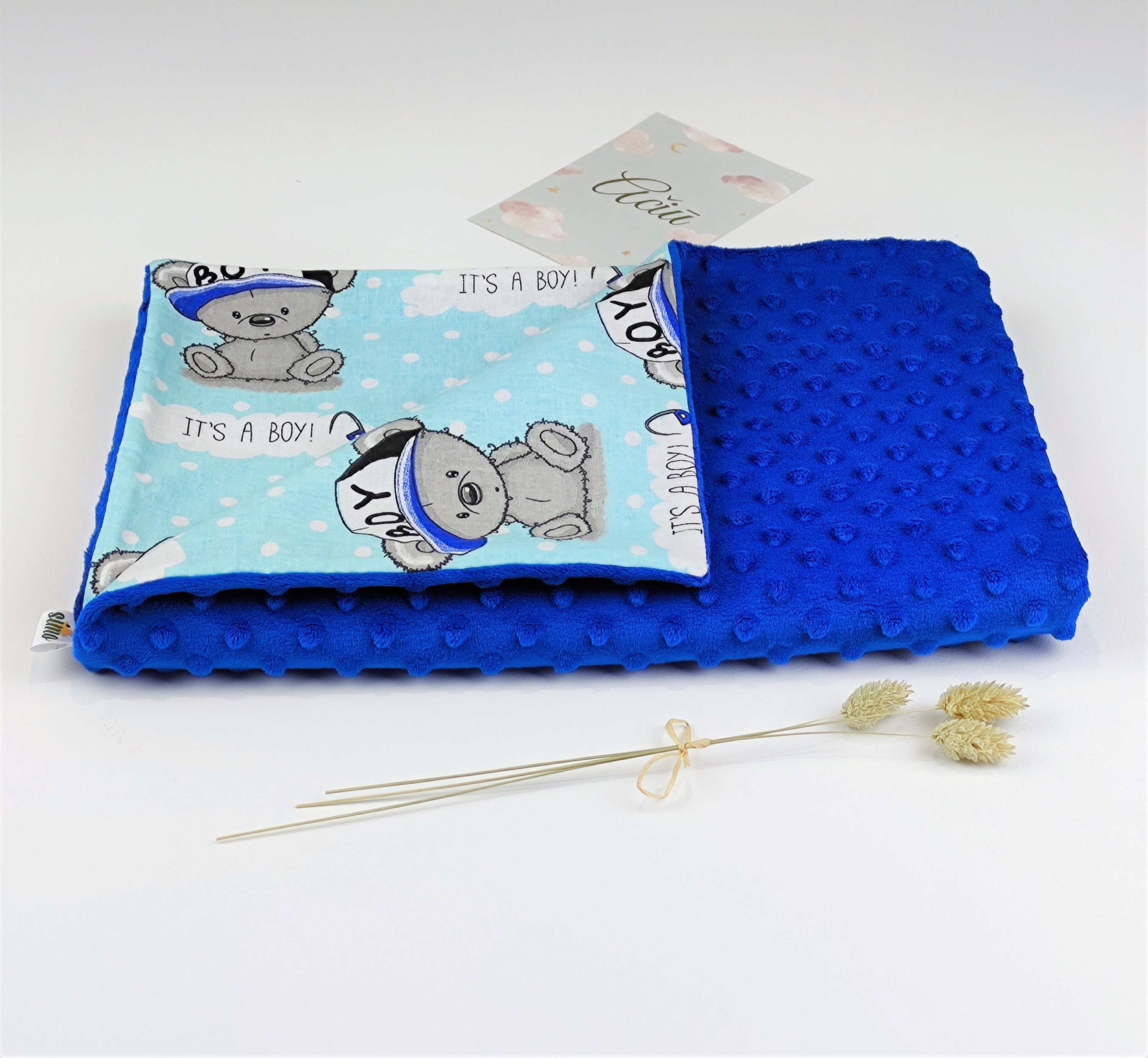 Blue baby blanket minky blanket It's a boy Etsy
