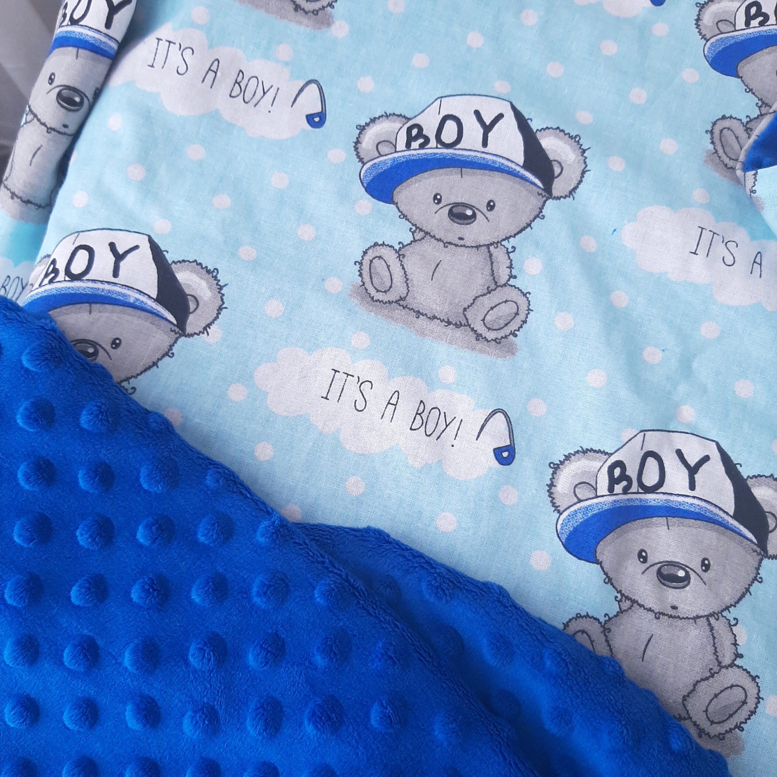 Blue baby blanket minky blanket It's a boy Etsy