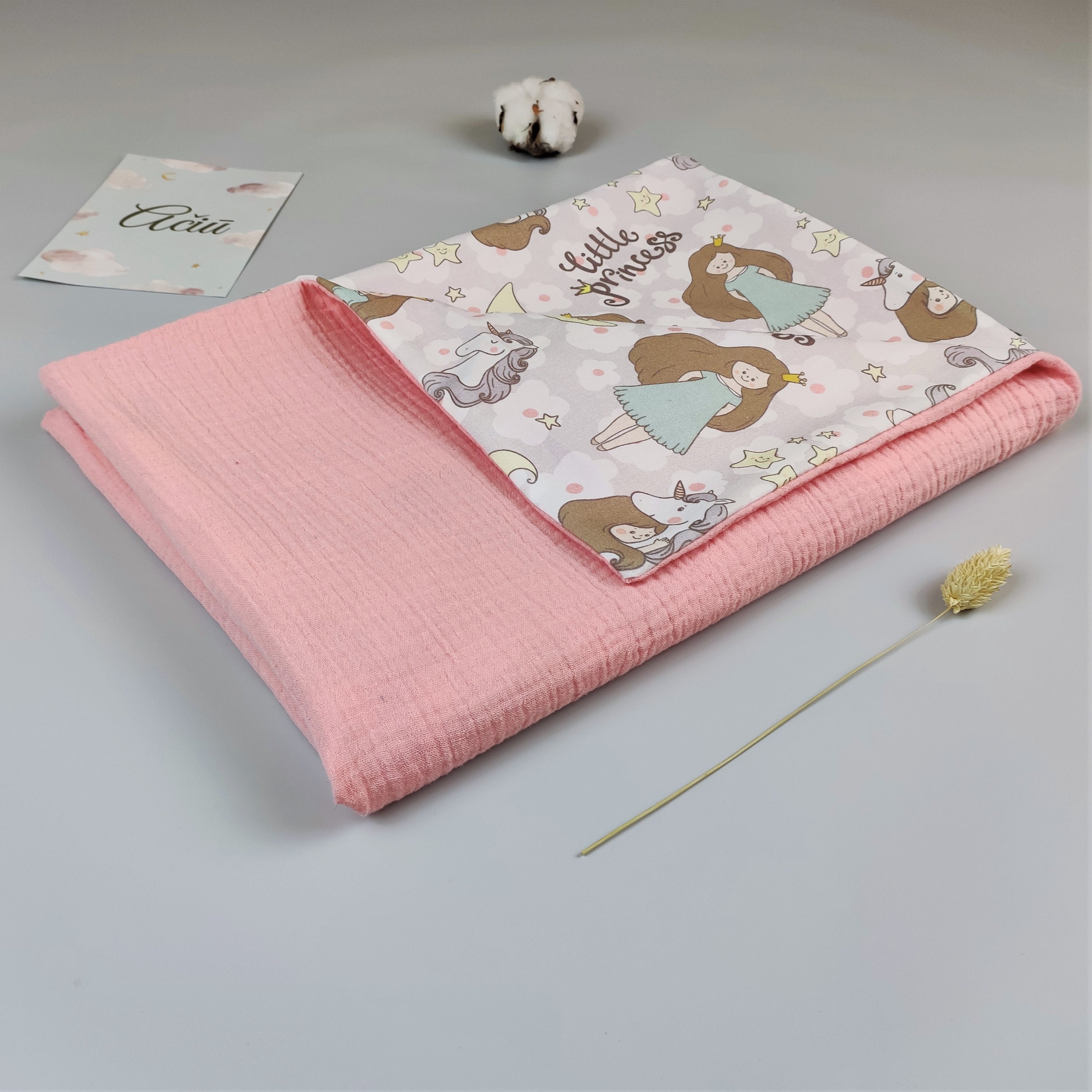 Blanket little princess muslin baby blanket handmade blanket Etsy