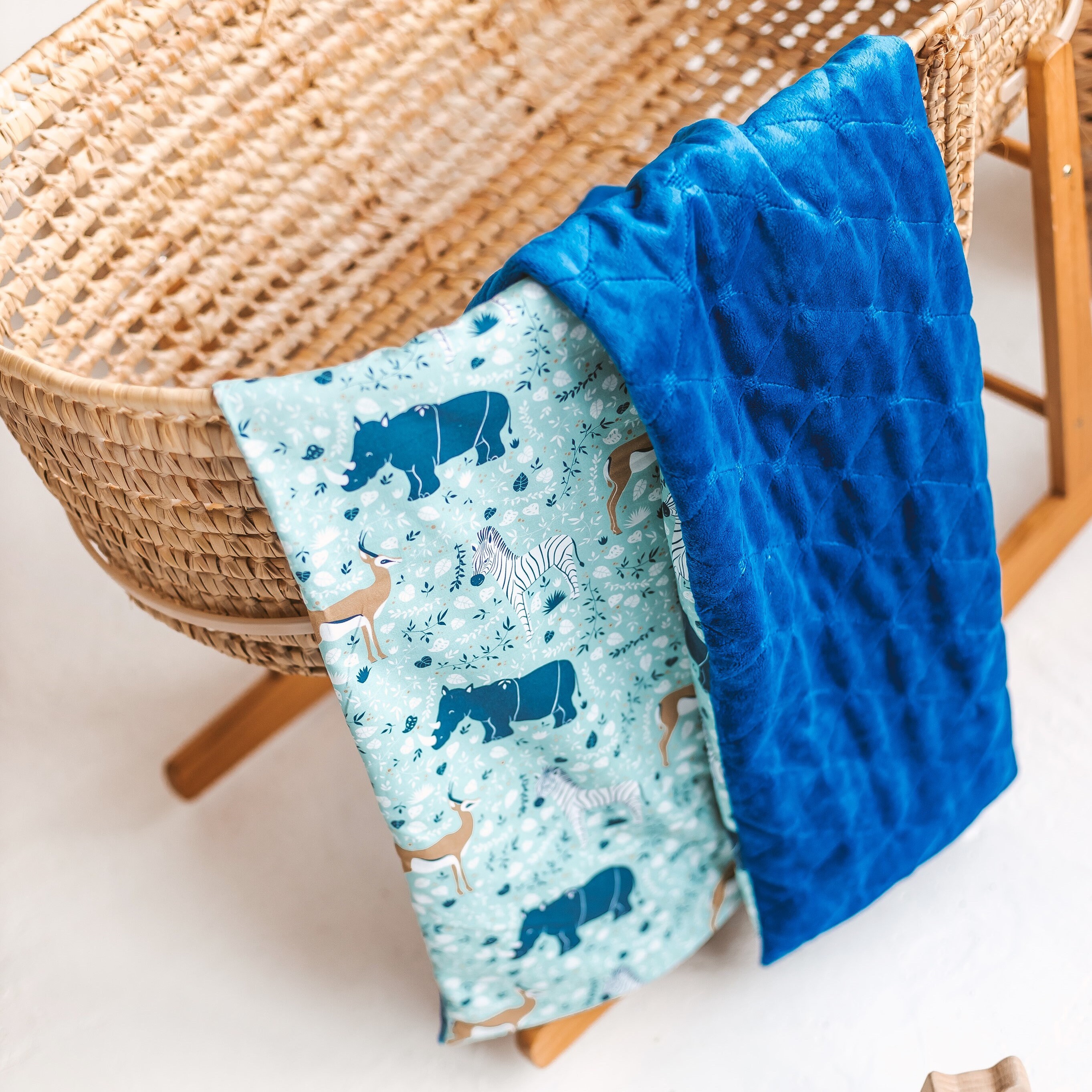 Weighted baby blanket blue minky blanket satin baby blanket Etsy