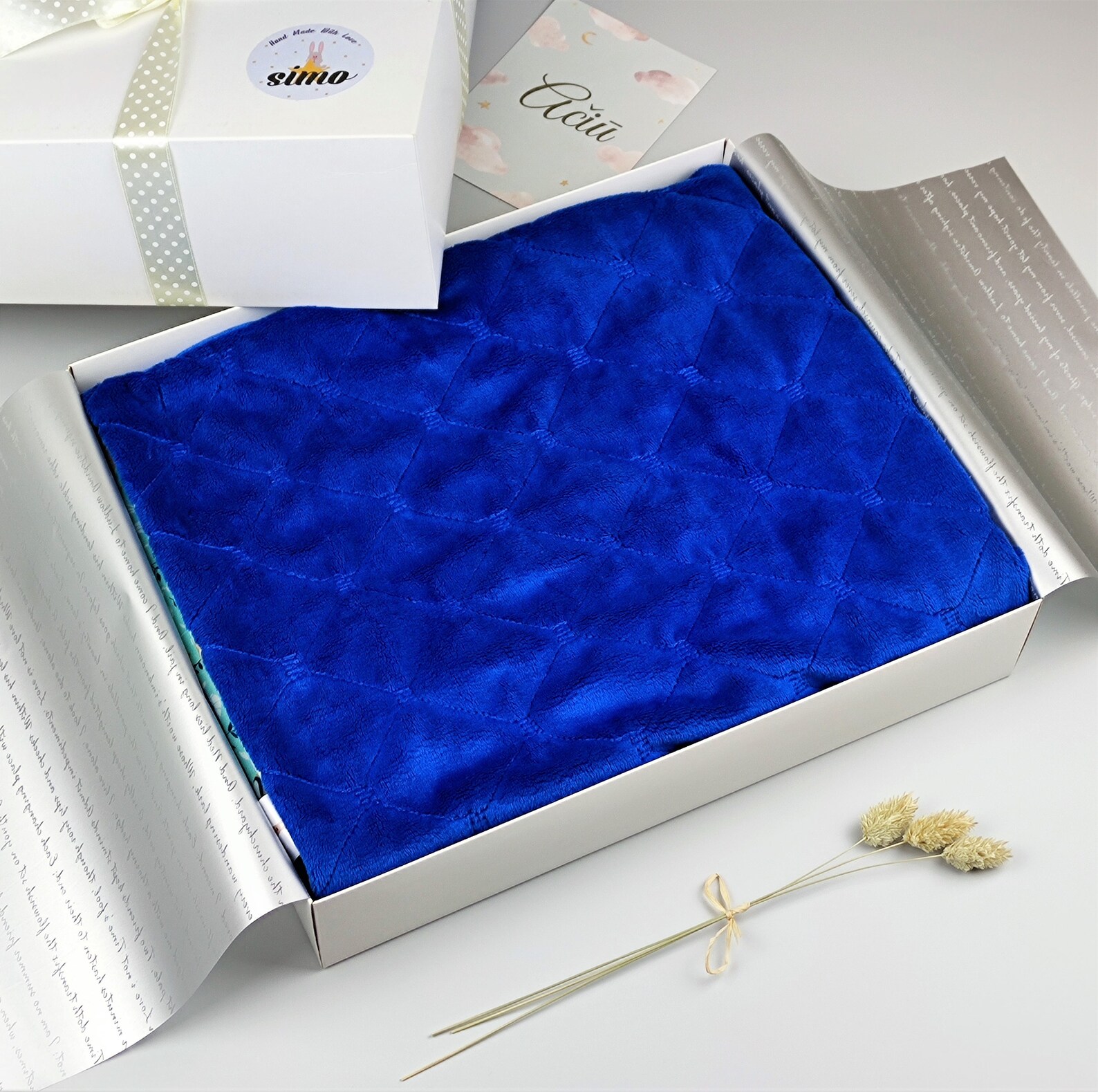 Weighted baby blanket blue minky blanket satin baby blanket Etsy