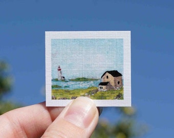 LAST CHANCE- Yellow House and Lighthouse Print of Original Painting