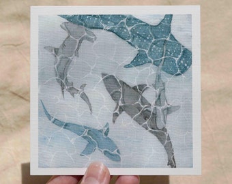 Sharks Underwater Print of Original Painting